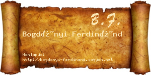 Bogdányi Ferdinánd névjegykártya